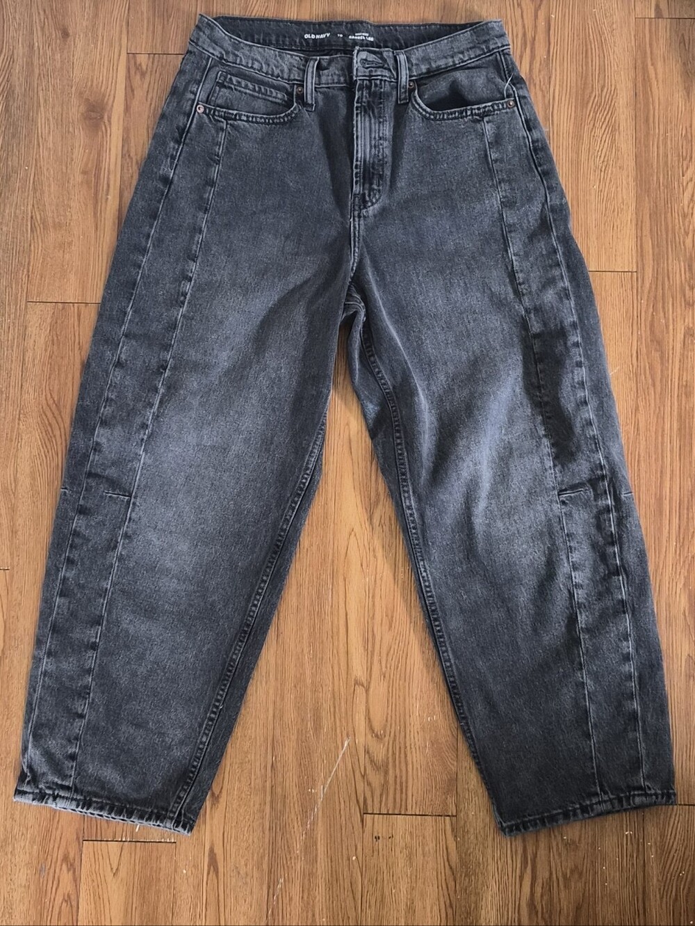 Old Navy Washed Charcoal Barrel Leg Jeans
